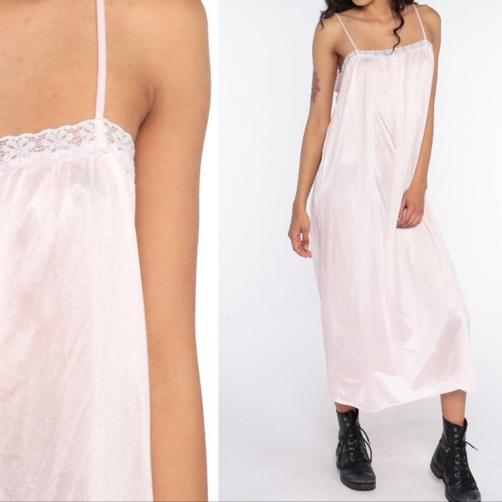 Vintage Dreamy Nights by Avon Pastel Baby Pink Night Gown Slip Gown Dress
